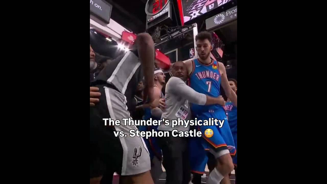 Stephon Castle received two hard fouls in a minute span vs. OKC in Game 3 👀