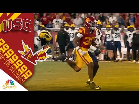 USC's King Miller breaks free for electric 49-yard run to set up TD vs. Michigan | Big Ten on NBC