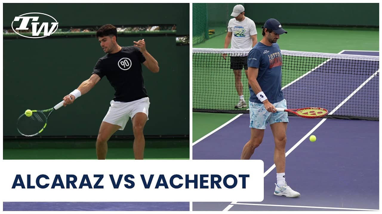 Carlos Alcaraz Locked In 🔒 Full Practice vs Vacherot; Full Gear Breakdown at BNP Paribas Open 2026