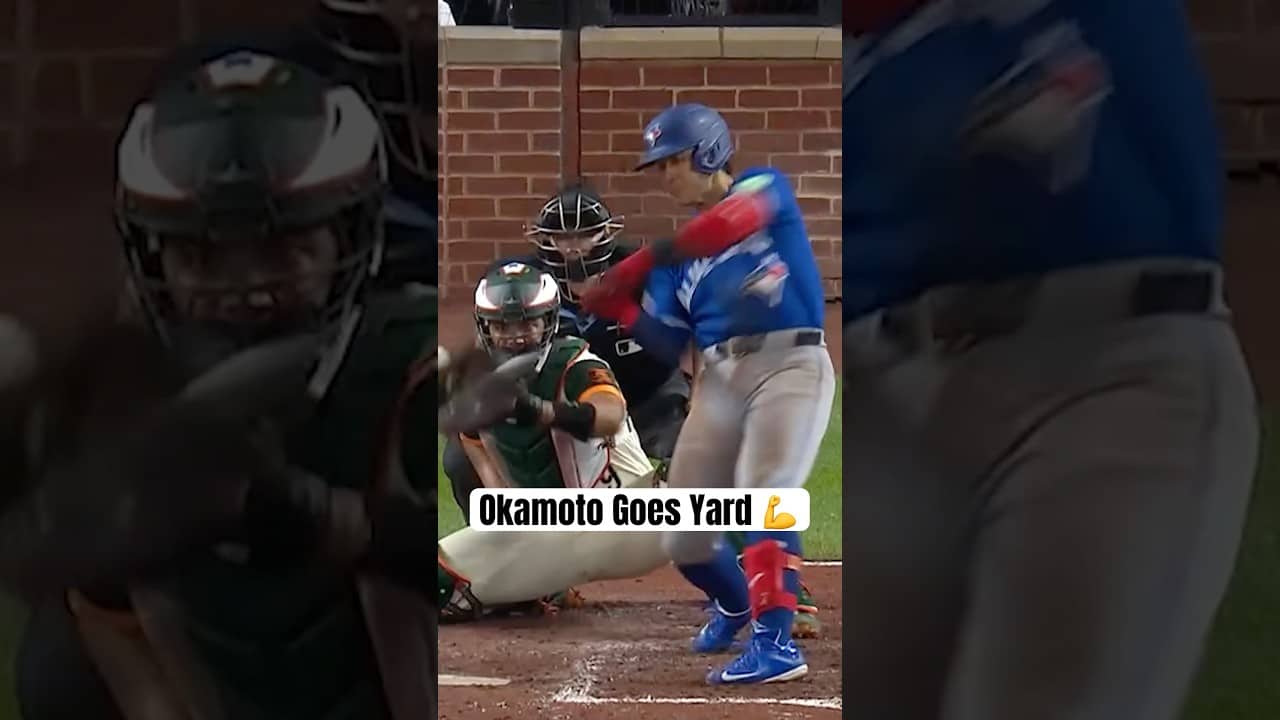 Kazuma Okamoto sends it LONG 👏 #MLB #BlueJays