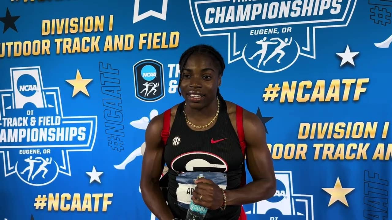 Adaejah Hodge after running 10.63 to smash Sha’Carri Richardson’s NCAA 100m record