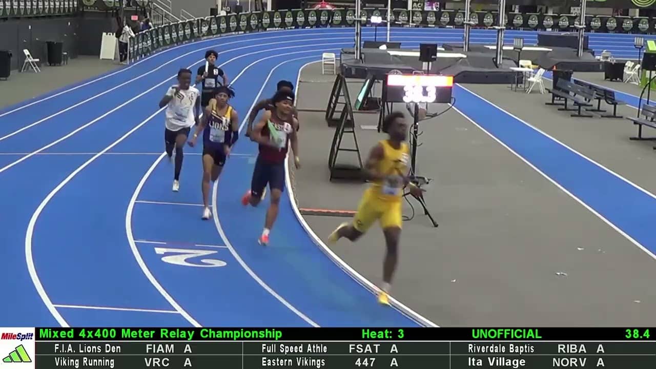 Natalie Dumas Hawks Down 1st Place in mixed 4x400 at Adidas Indoor Nationals