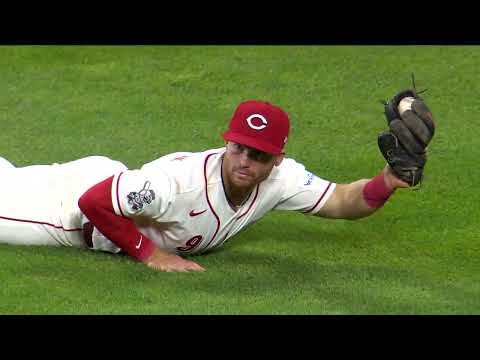 What a way to end it! Matt McLain hangs on to the ball for the final out of the game for the Reds