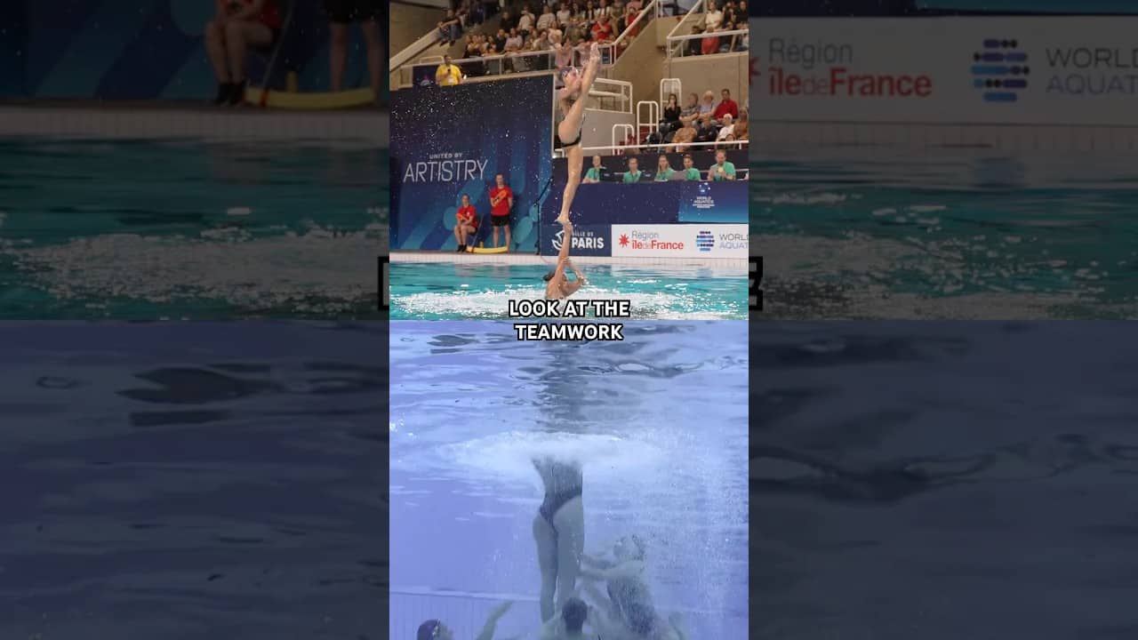 Team Italy’s Acrobatic Routine from two different angles 👀 #underwater #artisticswimming #teamwork