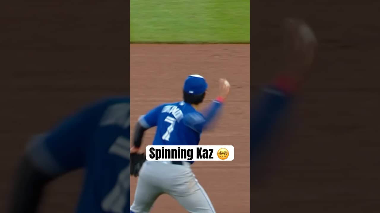 A fine spinning throw by Kazuma Okamoto 👏 #MLB #BlueJays