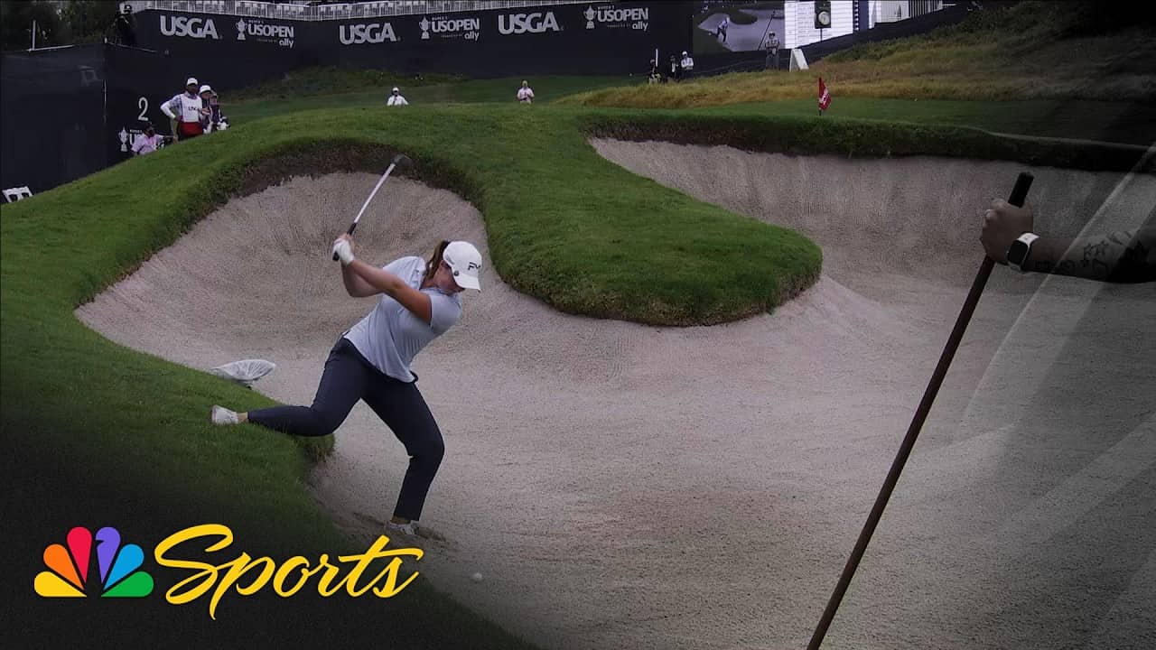 Lottie Woad gets out of a precarious bunker at the 2026 U.S Women's Open | Golf on NBC Sports
