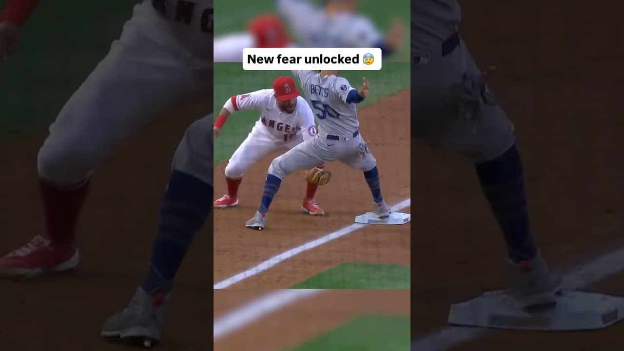 Mookie Betts tagged in the groin 😰 #baseball #mlb #dodgers
