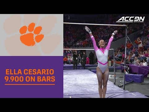Clemson's Ella Cesario Takes First With A 9.900 On Bars