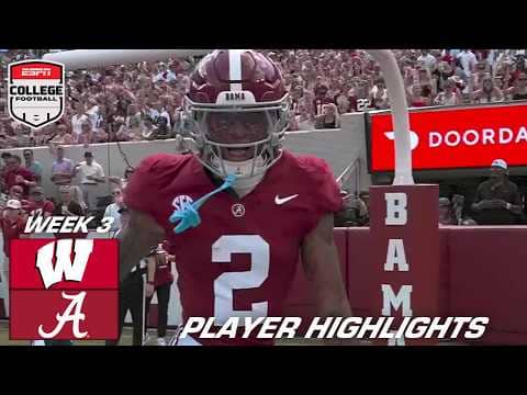 RYAN WILLIAMS HIGHLIGHTS 🎥 Sophomore STAR LIGHTS IT UP for Bama vs. Wisconsin 🔥 | ESPN CFB