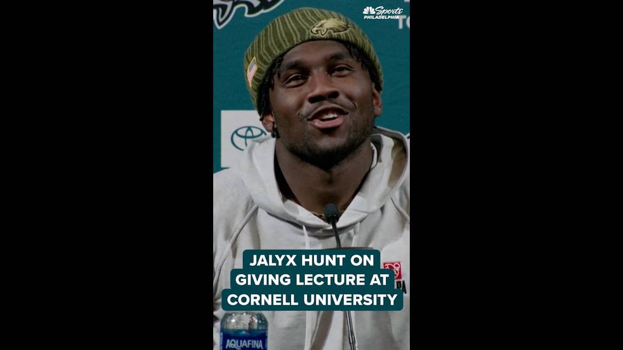 Eagles EDGE Jalyx Hunt reflects on powerful message he delivered to students at Cornell