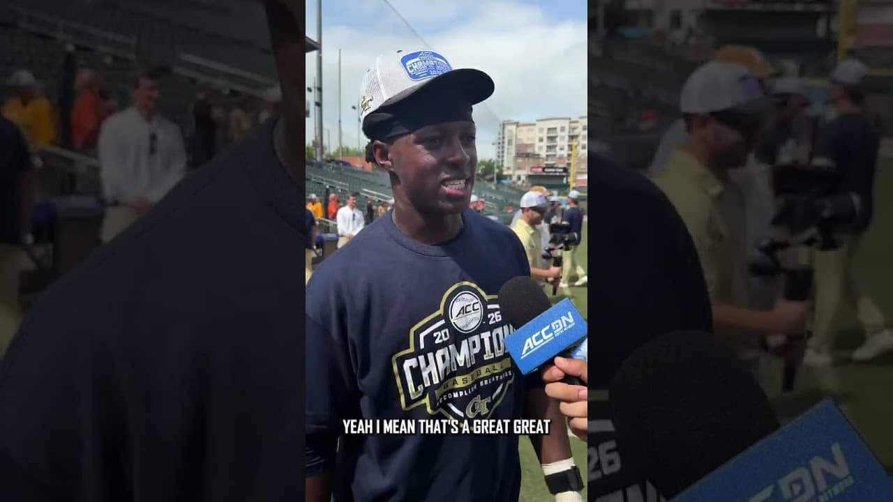 ACC DPOY Vahn Lackey after the Yellow Jackets win the ACC Tournament crown 👑 #georgiatech #baseball