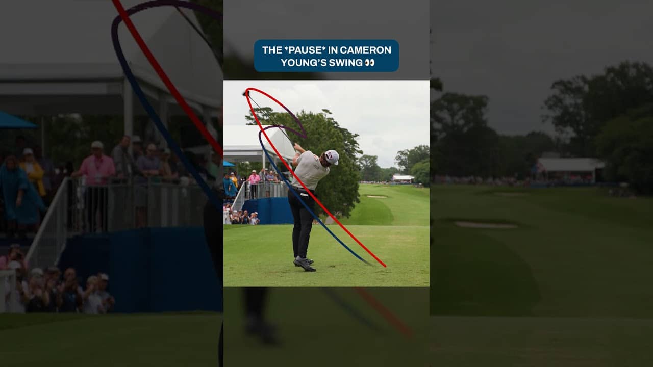 Why does Cameron Young pause during his swing? 🤔