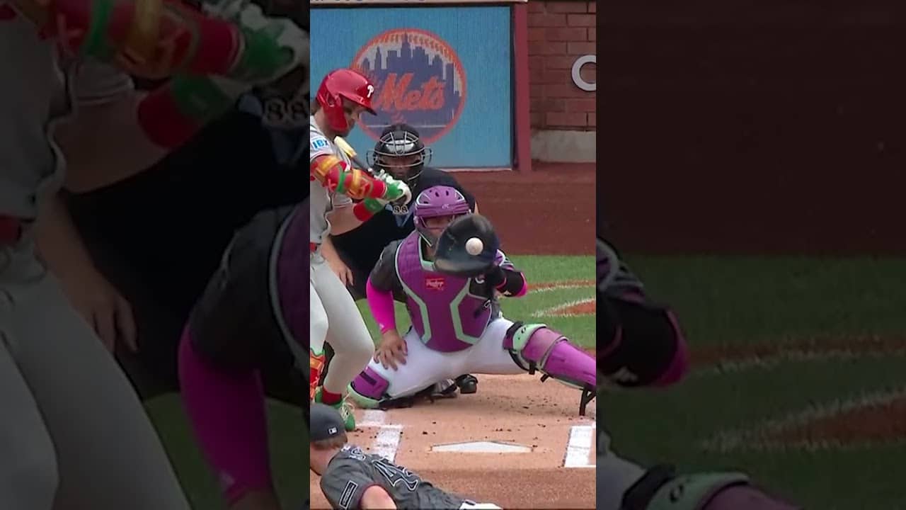 Christian Scott freezes Bryce Harper 🥶 #mlb #mets #baseball #sports #highlights #strikeout #phillies