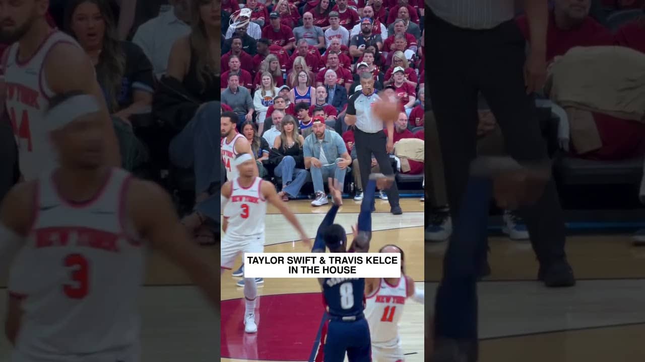 TAYLOR & TRAVIS IN THE BUILDING! #cavs #taylorswift #traviskelce #nbashorts