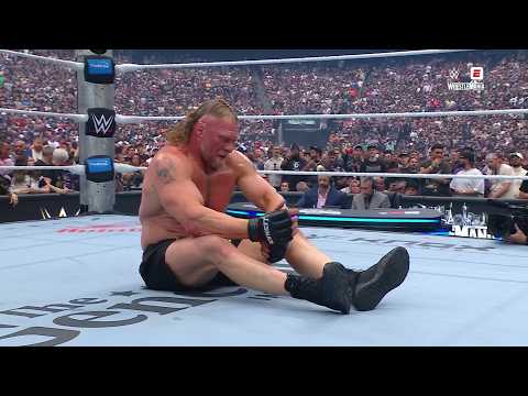Brock Lesnar leaves his gloves and boots in ring after match vs. Oba Femi | WrestleMania 42