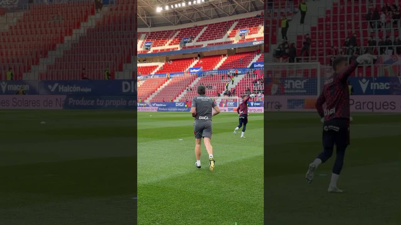 Sergio Herrera salta a calentar a El Sadar para el #OsasunaGirona