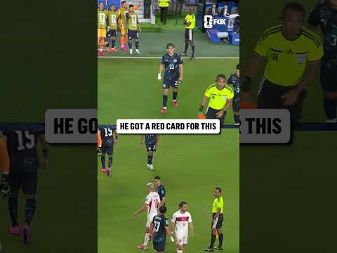 Paraguay's Miguel Almirón is sent off with a red card 🟥
