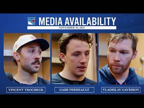 NYR vs NSH: V. Trocheck, G. Perreault & V. Gavrikov Postgame Media Availability | Nov. 10, 2025