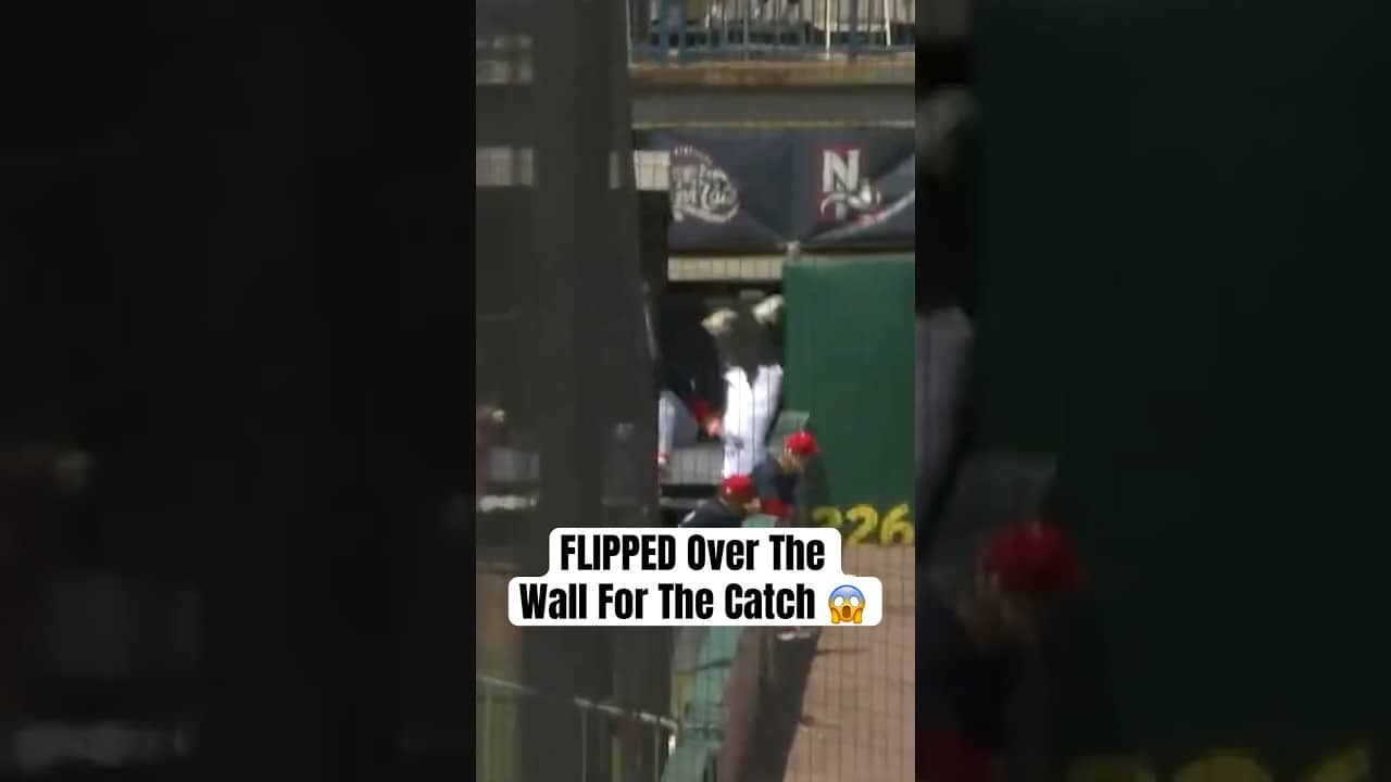 Prospect Jay Harry ran through a wall (literally) to make this catch 😱 #BlueJays #FisherCats