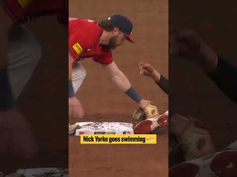 The acrobatics by Nick Yorke to secure the steal 😱 (via @pirates/IG)