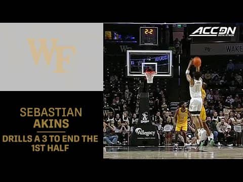Wake Forest's Sebastian Akins Drills A 3 To End The 1st Half