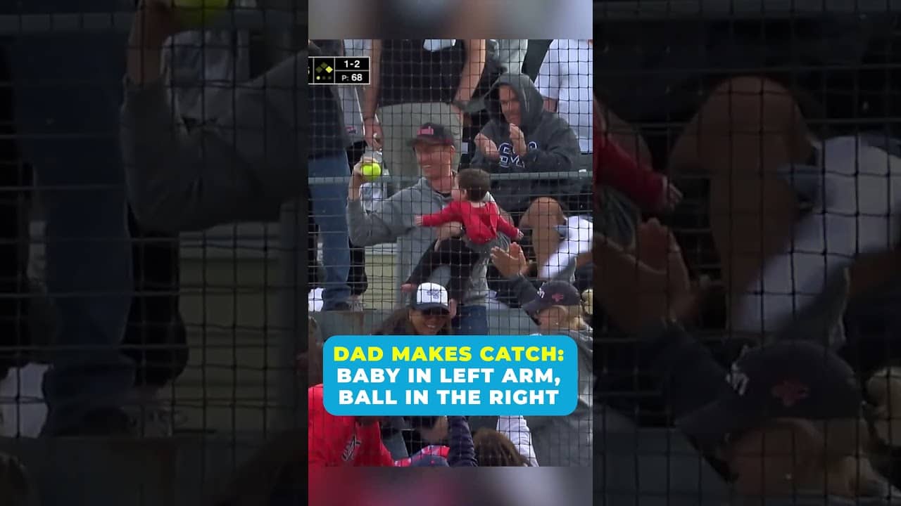 Dad makes the grab WITH A BABY in his other arm 💪 #shorts