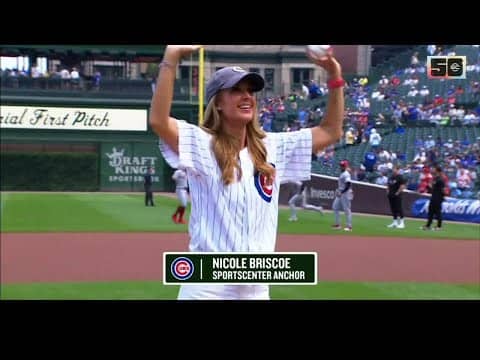 Nicole Briscoe throws the first pitch ahead of Reds vs. Cubs ⚾️ | SportsCenter