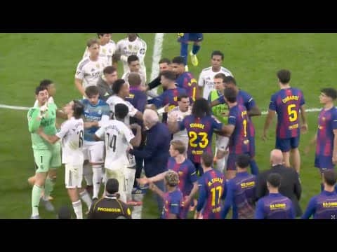 A scuffle broke out between the teams including Thibaut Courtois and Lamine Yamal exchanging words 😱