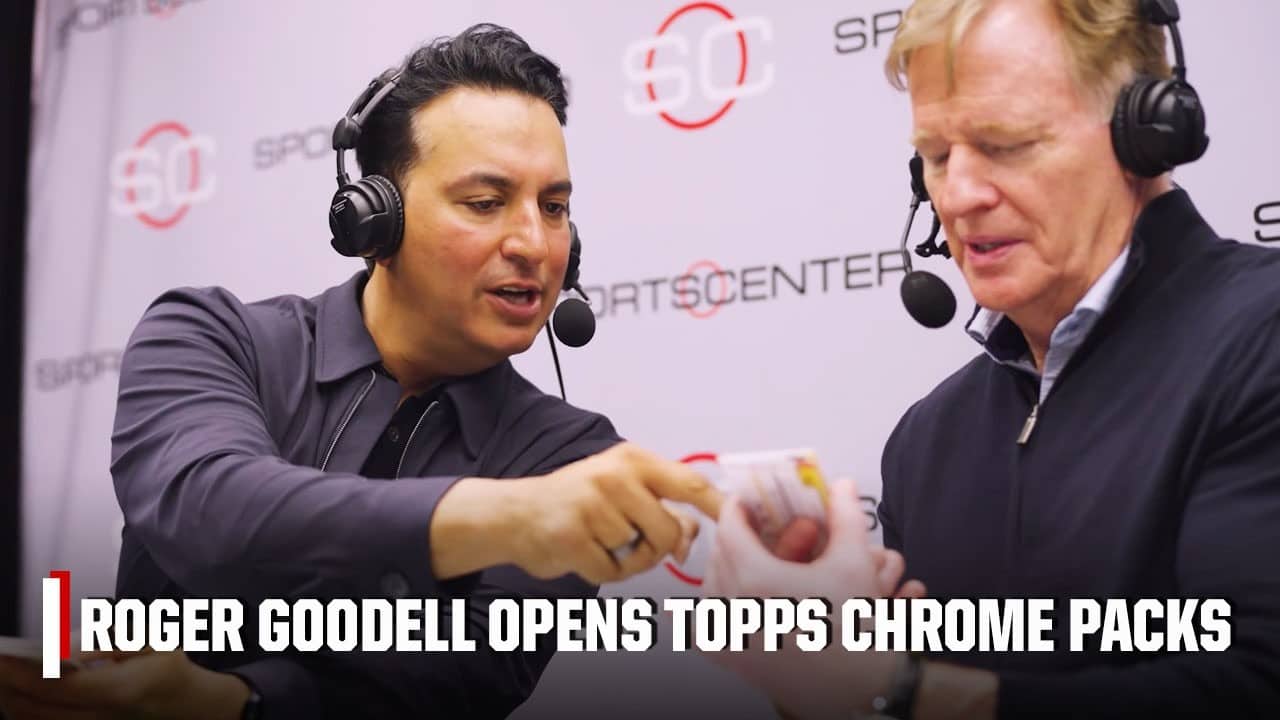 Kevin Negandhi rips Topps Chrome football packs with Roger Goodell | Chasing Grails | SportsCenter