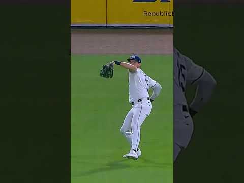 Josh Lowe unleashes a perfect throw to get the runner at third 💪