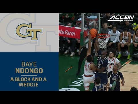 Georgia Tech's Baye Ndongo With A Block That Results In A Wedgie