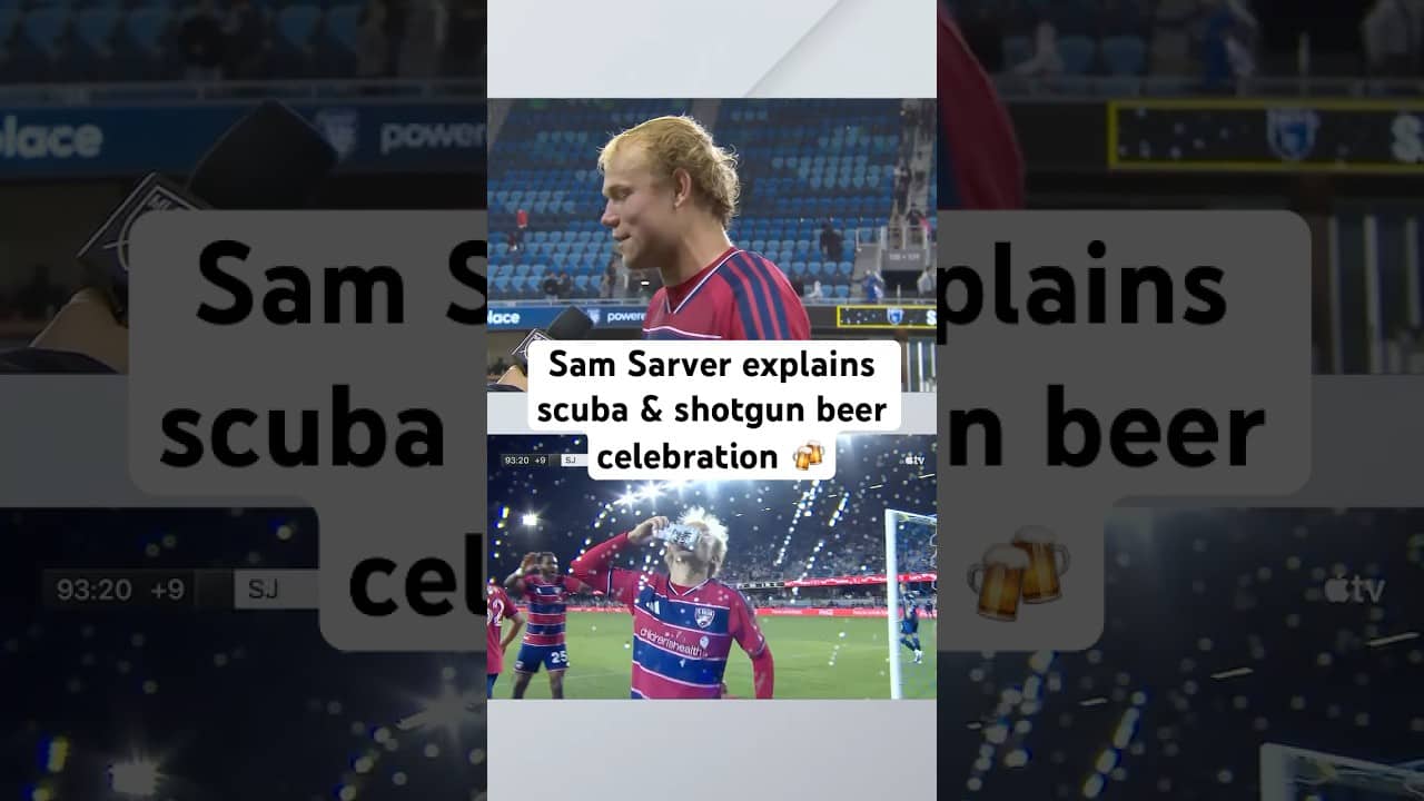 Sam Sarver explains his scuba diving and beer shotgun celebration after scoring winner for @FCDallas