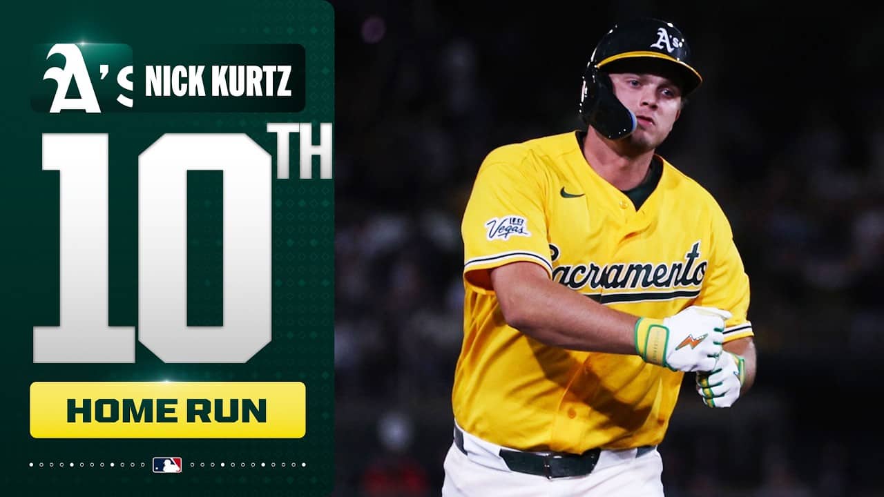 Nick Kurtz's 10th homer of the season extends the A's lead against Yankees in 7th 😤 | MLB Highlights