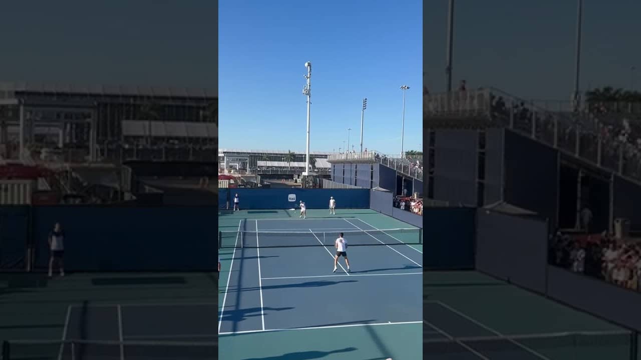 Volley practice for Carlos Alcaraz with practice partner Holger Rune in Miami #atptour #atp #tennis
