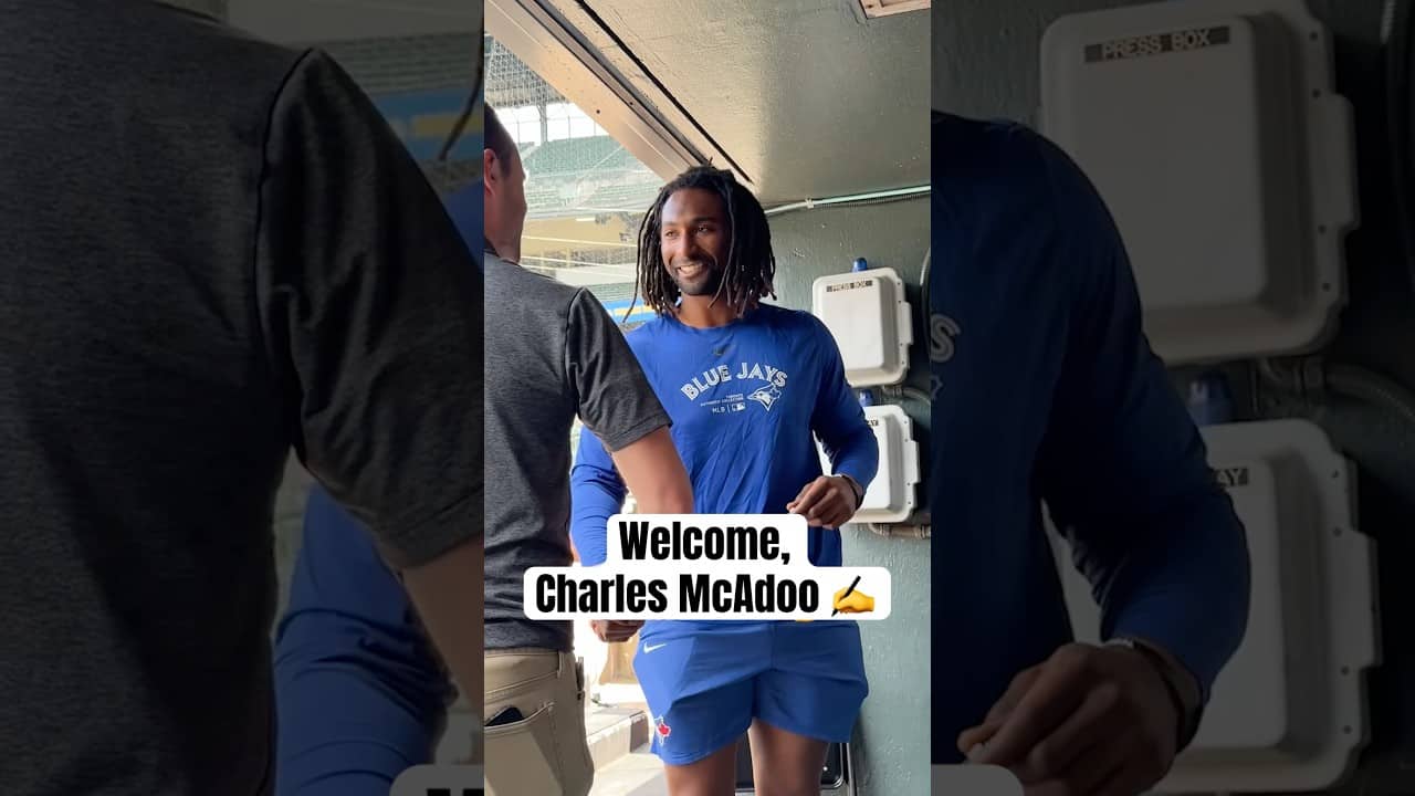 Charles McAdoo gets the call 📞 👏 #MLB #BlueJays