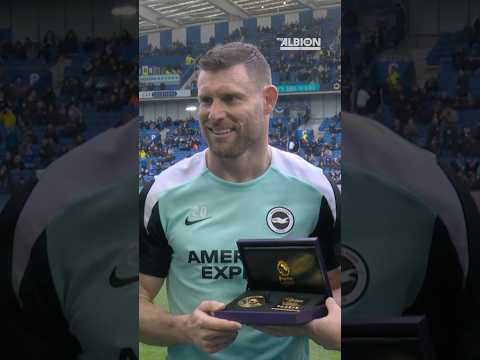 A Special Pitchside Presentation For James Milner 🏅👏 #brightonandhovealbion #premierleague