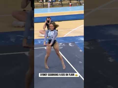 HUGE 9.925 for Sydney to take the top spot on floor 🔥#unctarheels #ncaagymnastics #gymnast #sports