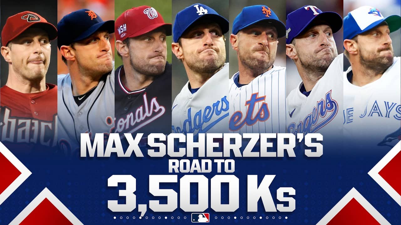 Max Scherzer becomes the 11th pitcher EVER to reach 3,500 strikeouts! 🐐💪