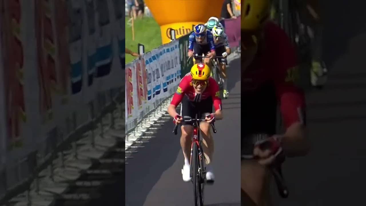 BACK. ON. TOP. 👏👏👏Michael Valgren takes a first Grand Tour stage win in EMPHATIC style at the Giro 💪