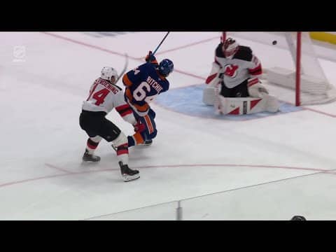 Calum Ritchie scores a goal against the New Jersey Devils