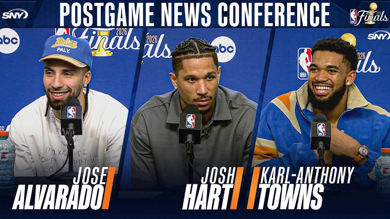 Jose Alvarado, Karl-Anthony Towns, Josh Hart on Knicks’ historic Game 4 win in NBA Finals, MSG crowd
