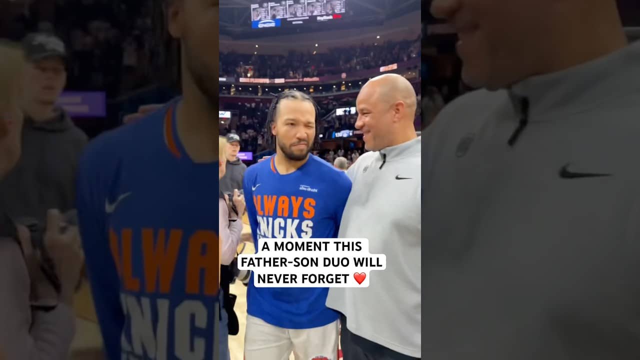 Jalen Brunson & His dad have a moment after the Knicks win the Eastern Conference