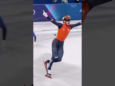 Team Netherlands win the gold medal in short track speed skating men's 5000m relay! 🥇⚡️#Olympics