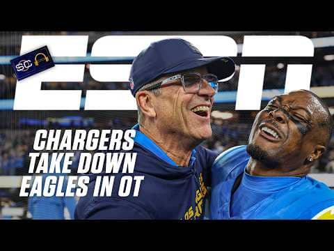 Eagles vs. Chargers REACTION 🍿 Los Angeles SHUTS DOWN Jalen Hurts in overtime win | SC with SVP