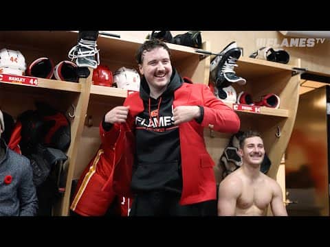 'I'm going with my liney!' | Flames celebrate after beating the Sharks