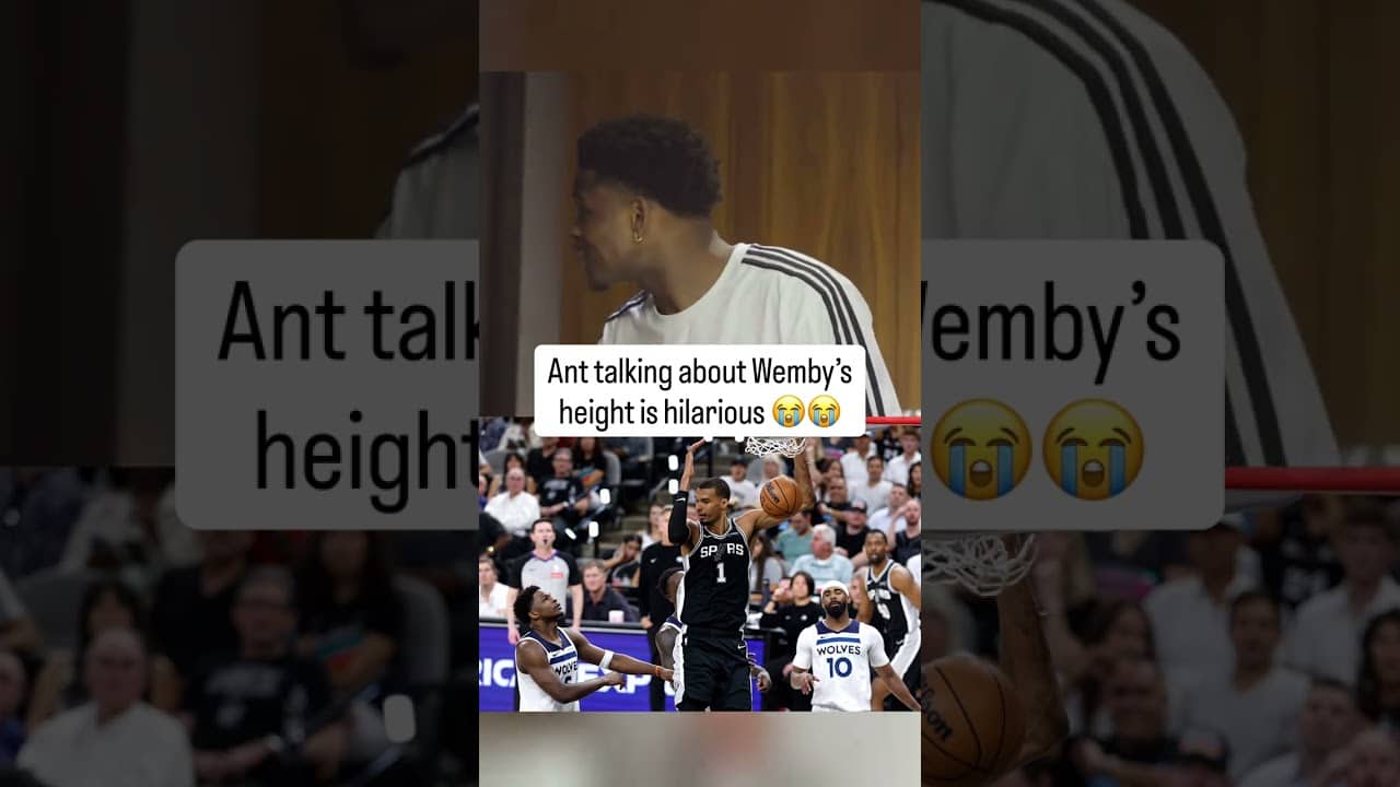 Ant couldn’t help but laugh talking about how tall Wemby is 😂 (via @AnthonyEdwards)