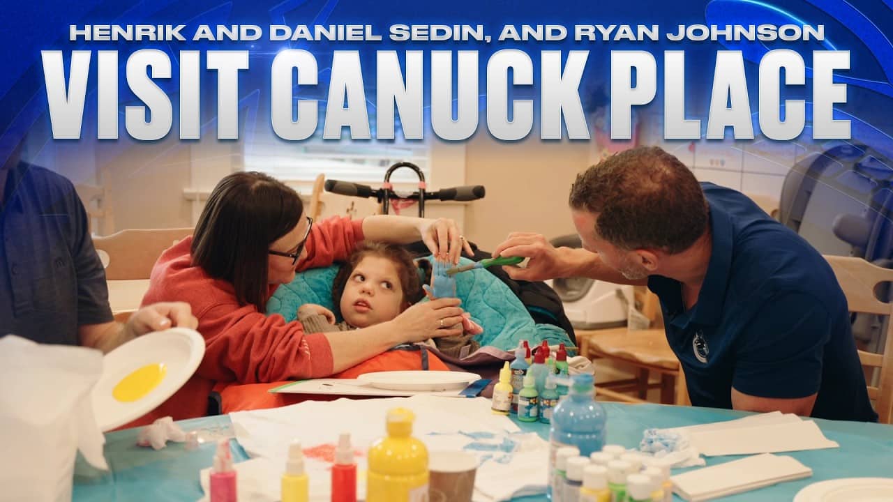 Co-Presidents Henrik and Daniel Sedin, and General Manager Ryan Johnson Visit Canuck Place