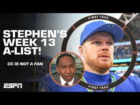 Stephen A.'s SHOCKING Week 13 A-List 🍿 'I HATE THIS LIST!' - Chris Canty | First Take