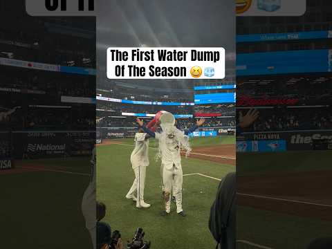 The first water dump of the year was a special one 😆 #Toronto #BlueJays #MLB #OpeningNight