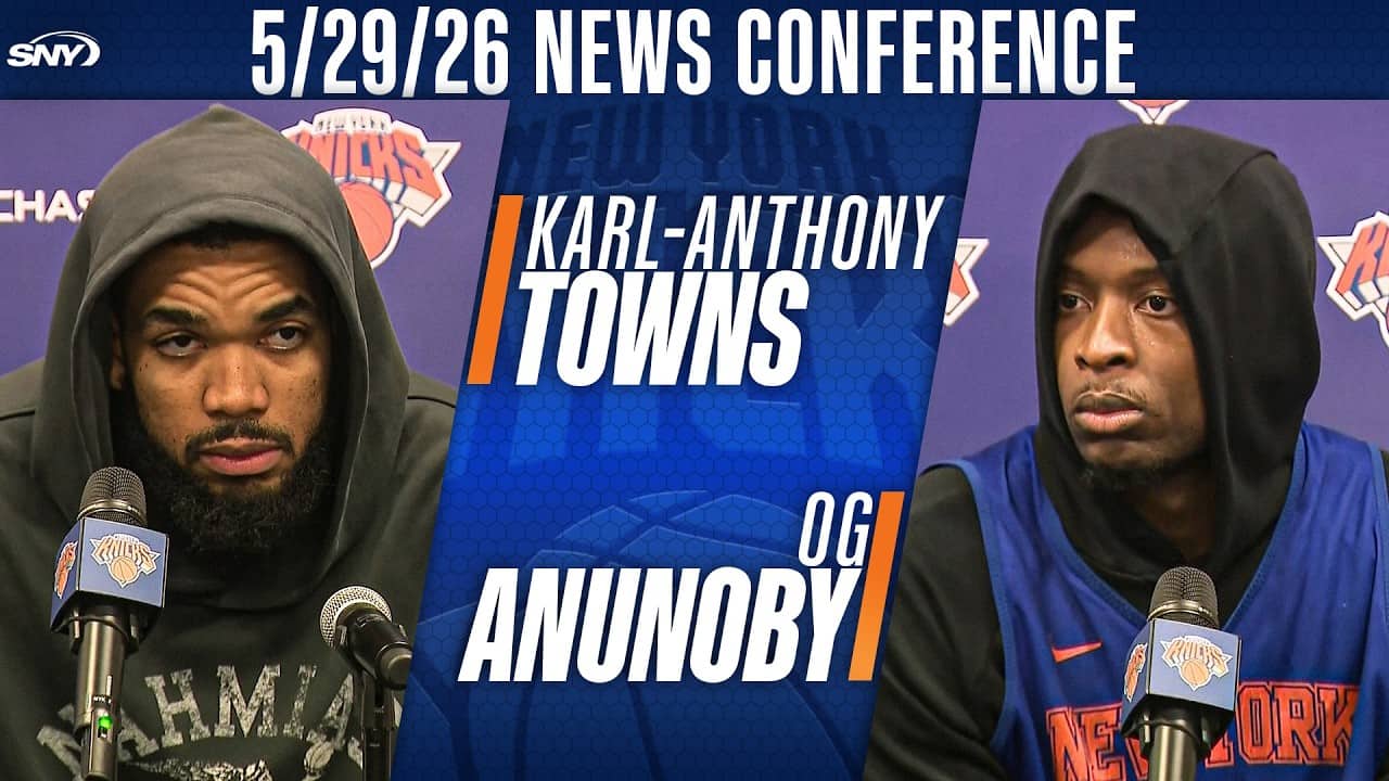 Karl-Anthony Towns and OG Anunoby talk Mitchell Robinson injury, Knicks focus on NBA Finals